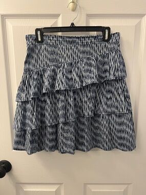 Banana Republic Navy and White Tiered Mini Skirt